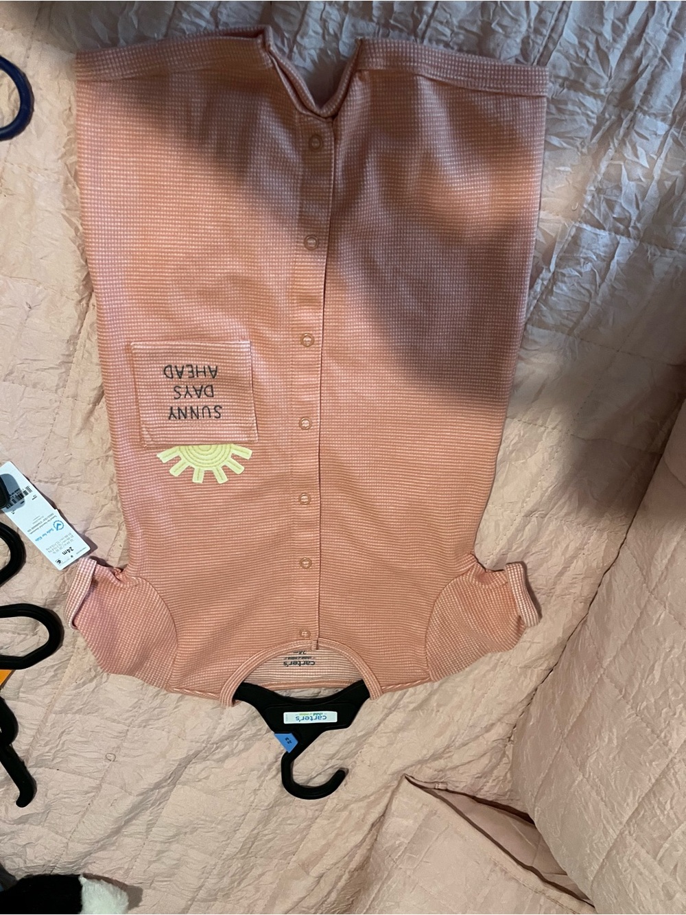 Carter's baby boy Peach/Pink Ribbed One-Piece with Sun Patch